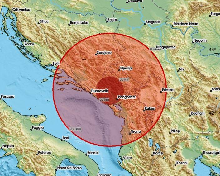 Земјотрес во Црна Гора, на границата со БиХ